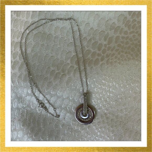 925 Silver VINTAGE Rhinestone Pendant NECKLACE - Picture 2 of 3